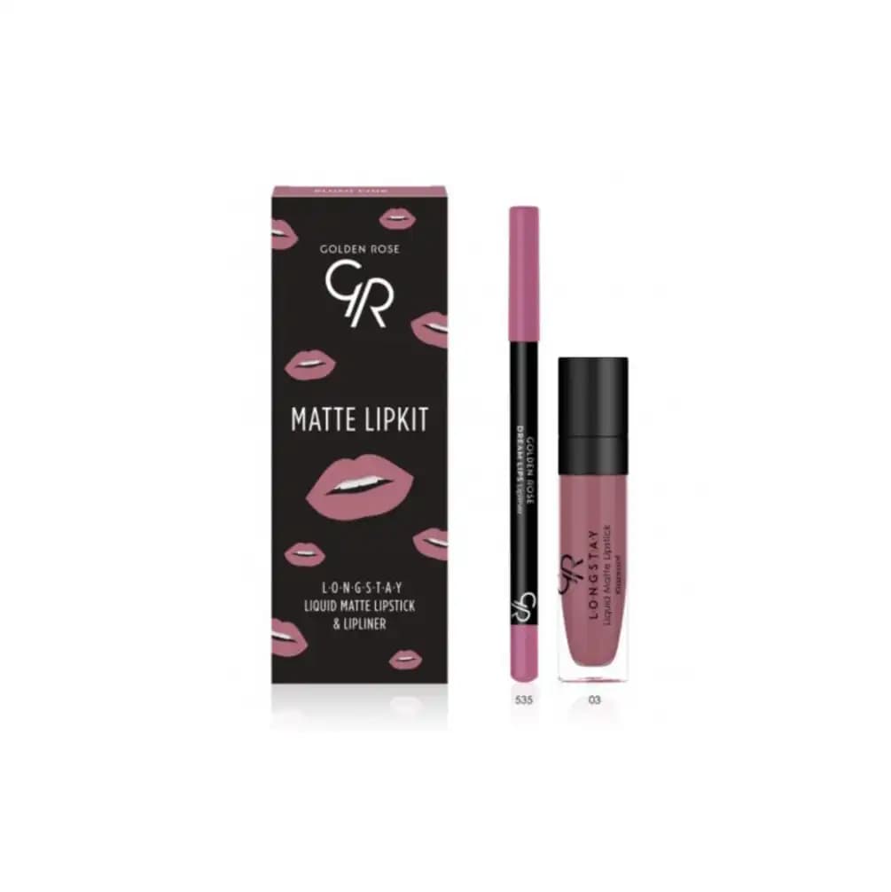کیت خط لب و رژ لب مایع مات گلدن رز مدل Matte Lipkit (صورتی چرک شماره 03) — تصویر ۲