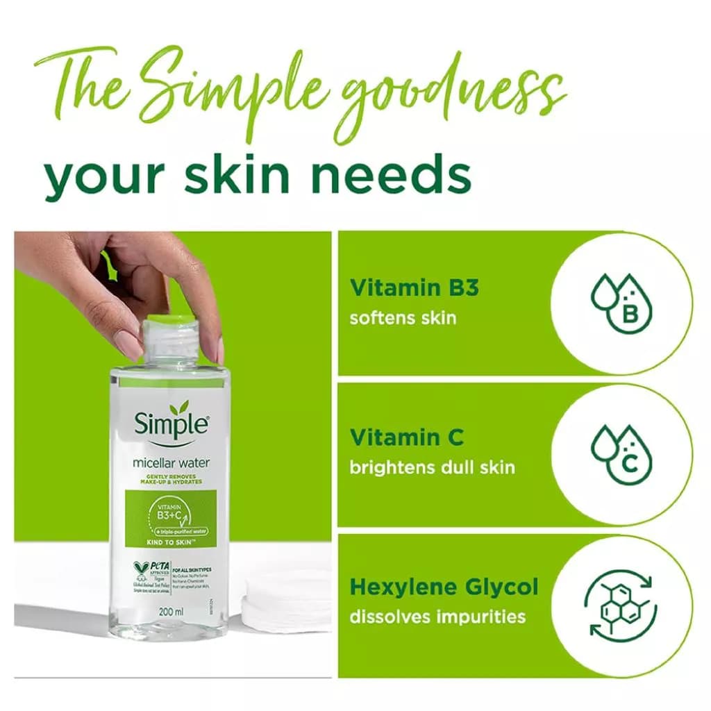 میسلار واتر مناسب انواع پوست سیمپل 200 میلی لیتر | simple micellar water — تصویر ۶