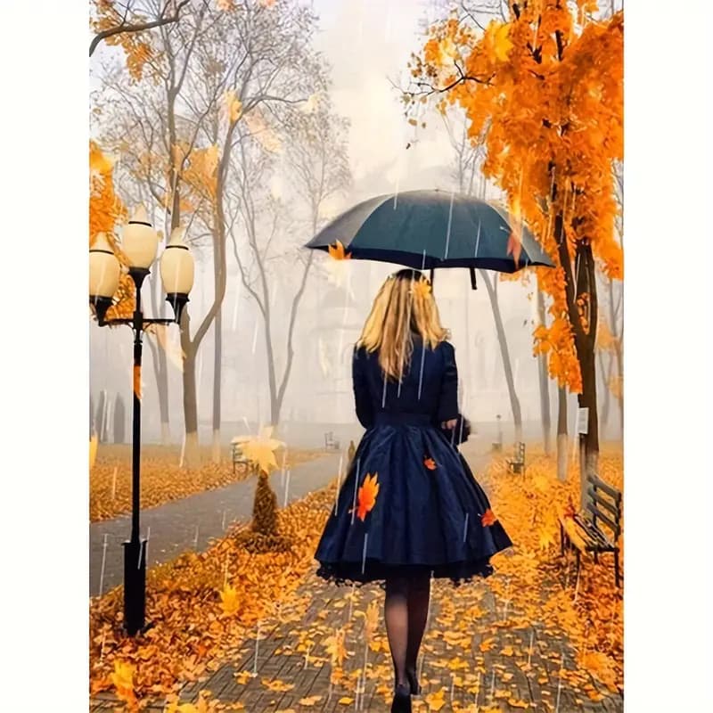 کیت نقاشی الماسی بزرگسال زن پاییزی