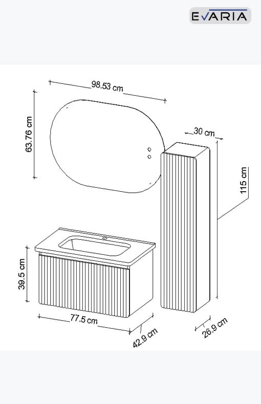 کابینت روشویی ایواریا مدل L-123 — تصویر ۵