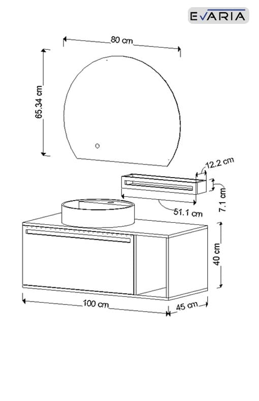 کابینت روشویی ایواریا مدل A-100-1 — تصویر ۳