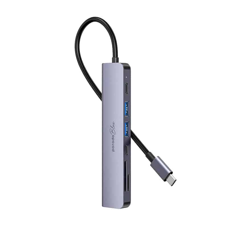 هاب 7 پورت تایپ سی پرودو 100 وات Porodo Blue 7 In 1 Hub PB71HBCGY
