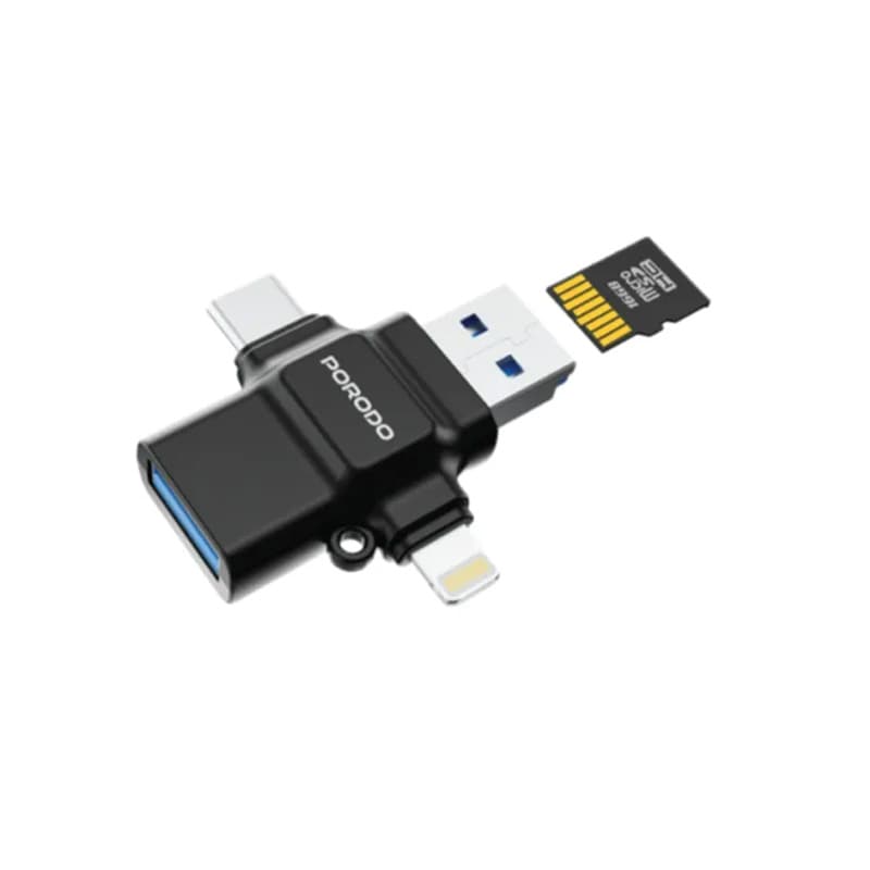 تبدیل 4 کاره OTG و رم‌ ریدر پرودو Porodo 4-in-1 OTG Adapter, TF Card Reader PD-ETK09