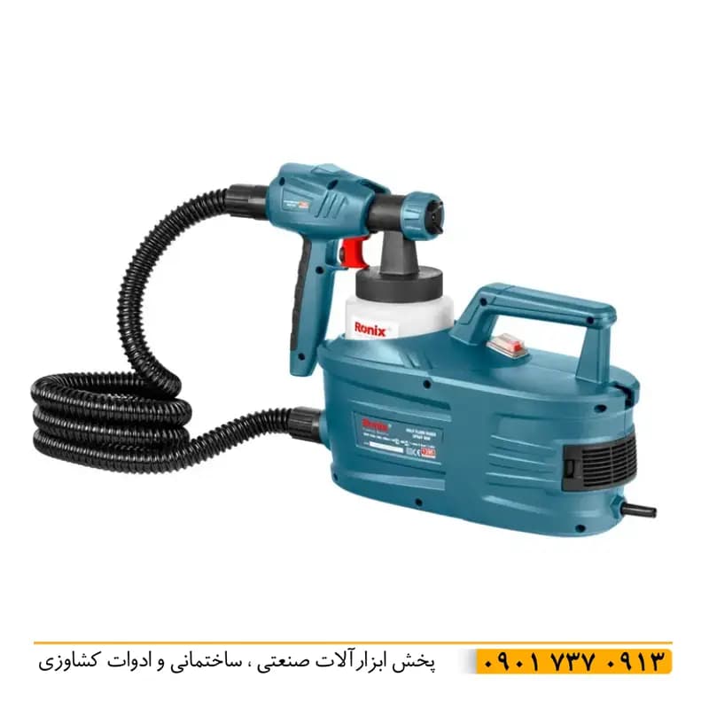 پیستوله رونیکس 1395 برقی خرطومی 950 وات با ضمانت 12 ماه اصل موتور 100% مس نازل 1.8 و 2.6 میل مخزن 800 میل و وزن 4.2 کیلوگرم