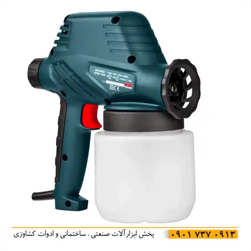 پیستوله برقی 110 وات 0.8 میلی متری رونیکس 1311 با موتور سیم پیچ مسی 100% و با ضمانت 12 ماه سیستم رنگ پاشی سلونوئیدی مخزن 800 میلی متری