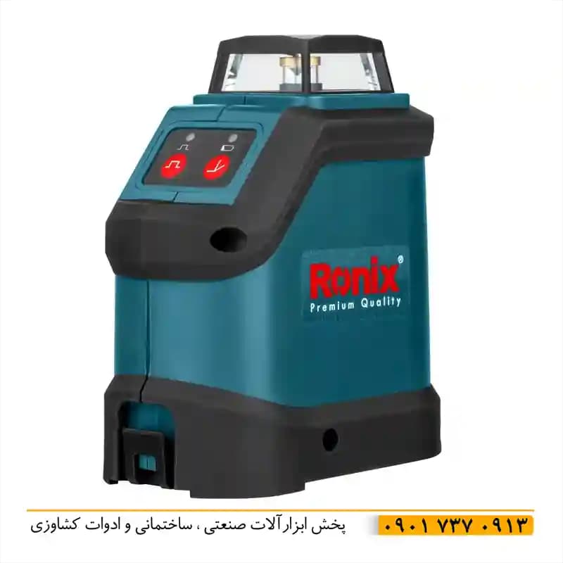تراز لیزری 2 خط 360 درجه نور قرمز رونیکس rh-9502 با قدرت بالا و کارکرد 8 ساعته با طول 15 متر و 50 متر با رسیور اصل شرکت رونیکس با بدنه مقاوم در برابر ضربه