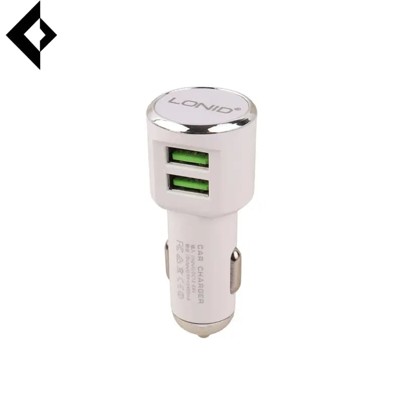 شارژر فندکی فست شارژ 2 پورت الدینیو مدل DL-C29 همراه با کابل microUSB