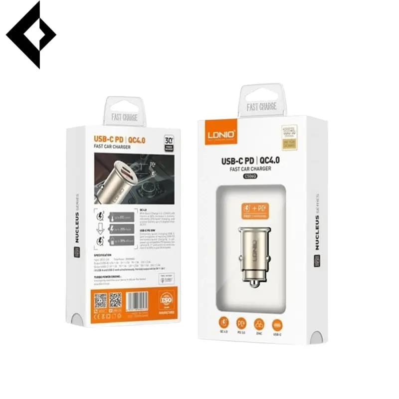 شارژر فندکی فست شارژ 2 پورت الدینیو مدل C506Q به همراه کابل تبدیل microUSB — تصویر ۴