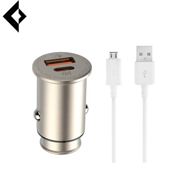 شارژر فندکی فست شارژ 2 پورت الدینیو مدل C506Q به همراه کابل تبدیل microUSB — تصویر ۳