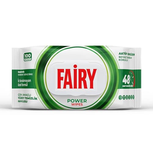 دستمال مرطوب فيري پاك كننده سطوح مدل POWER WIPES بسته 100 عددي