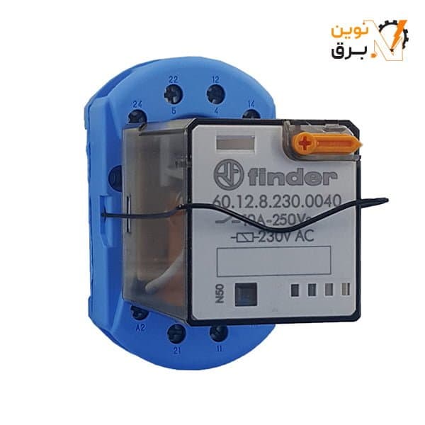 رله شیشه ای و سوکت 8 پایه 10 آمپر 230 ولت AC فیندر سری 601282300040