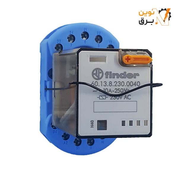 رله شیشه ای و سوکت 11 پایه 10 آمپر 230 ولت AC فیندر سری 601382300040