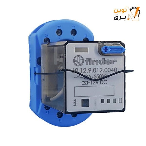 رله شیشه ای و سوکت 11 پایه 10 آمپر 12 ولت DC فیندر سری 601390120040