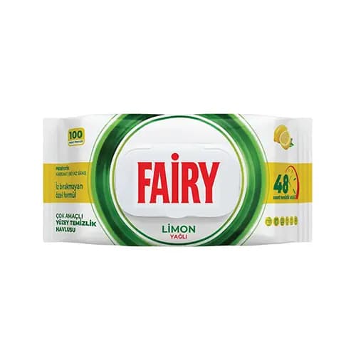 دستمال مرطوب فيري پاك كننده سطوح رايحه LIMON ليمو بسته 100 عددي — تصویر ۲