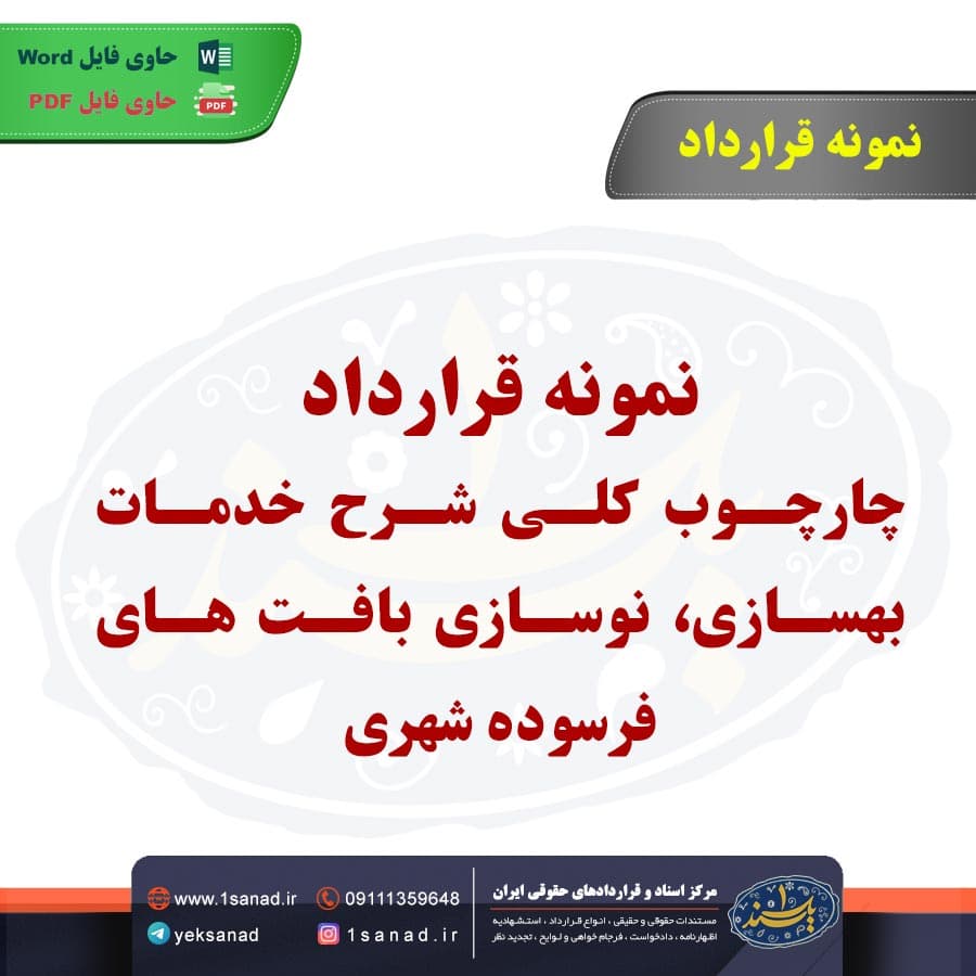 نمونه قرارداد چارچوب کلی شرح خدمات بهسازی، نوسازی بافت های فرسوده شهری — تصویر ۲