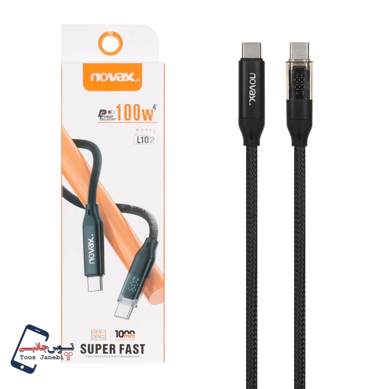 کابل شارژ فست نواکس Novax مدل L102 تایپ سی به تایپ سی