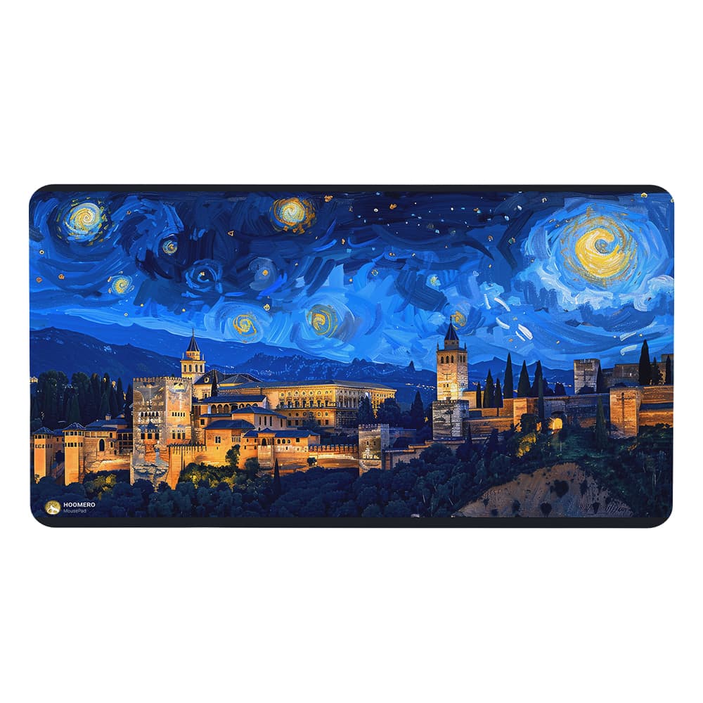 دسک پد هومرو مدل MX2657 طرح نقاشی شب پرستاره ونگوگ سایز 40×75 سانتی‌متر
