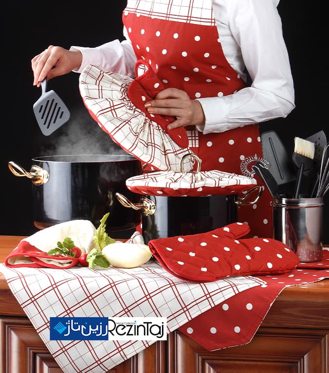 سرویس آشپزخانه طرح خالدارقرمز 8تکه