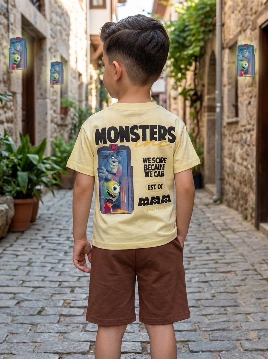 تیشرت شلوارک بچگانه کارخانه هیولاها MONSTER نخ پنبه (4تا5سال) محصول ترکیه 🇹🇷 — تصویر ۳