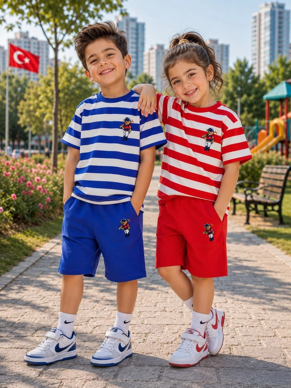 تیشرت شلوارک بچگانه رینگی تدی نخ پنبه (1تا7سال) شلوارک کتان