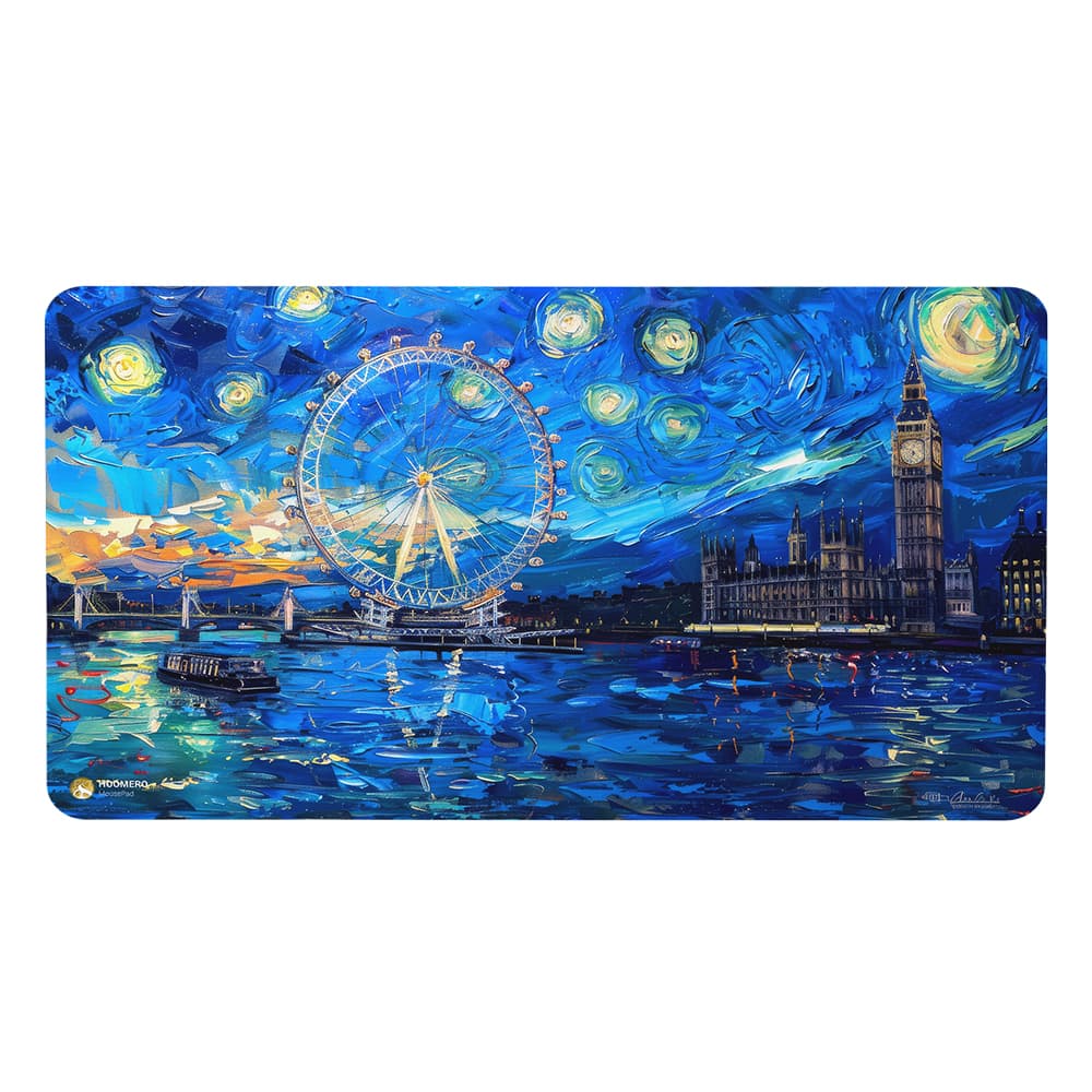 دسک پد هومرو مدل MX2683 طرح نقاشی شب پرستاره سبک ونگوگ سایز 40×75 سانتی‌متر