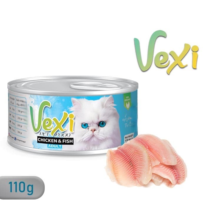 کنسرو پته وکسی گربه بالغ با طعم مرغ و ماهی 110 گرمی