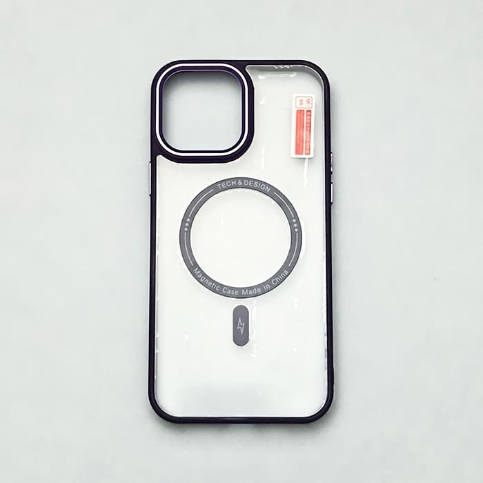 کاور گوشی آیفون 13pro max مگنت شفاف بادمجانی — تصویر ۲