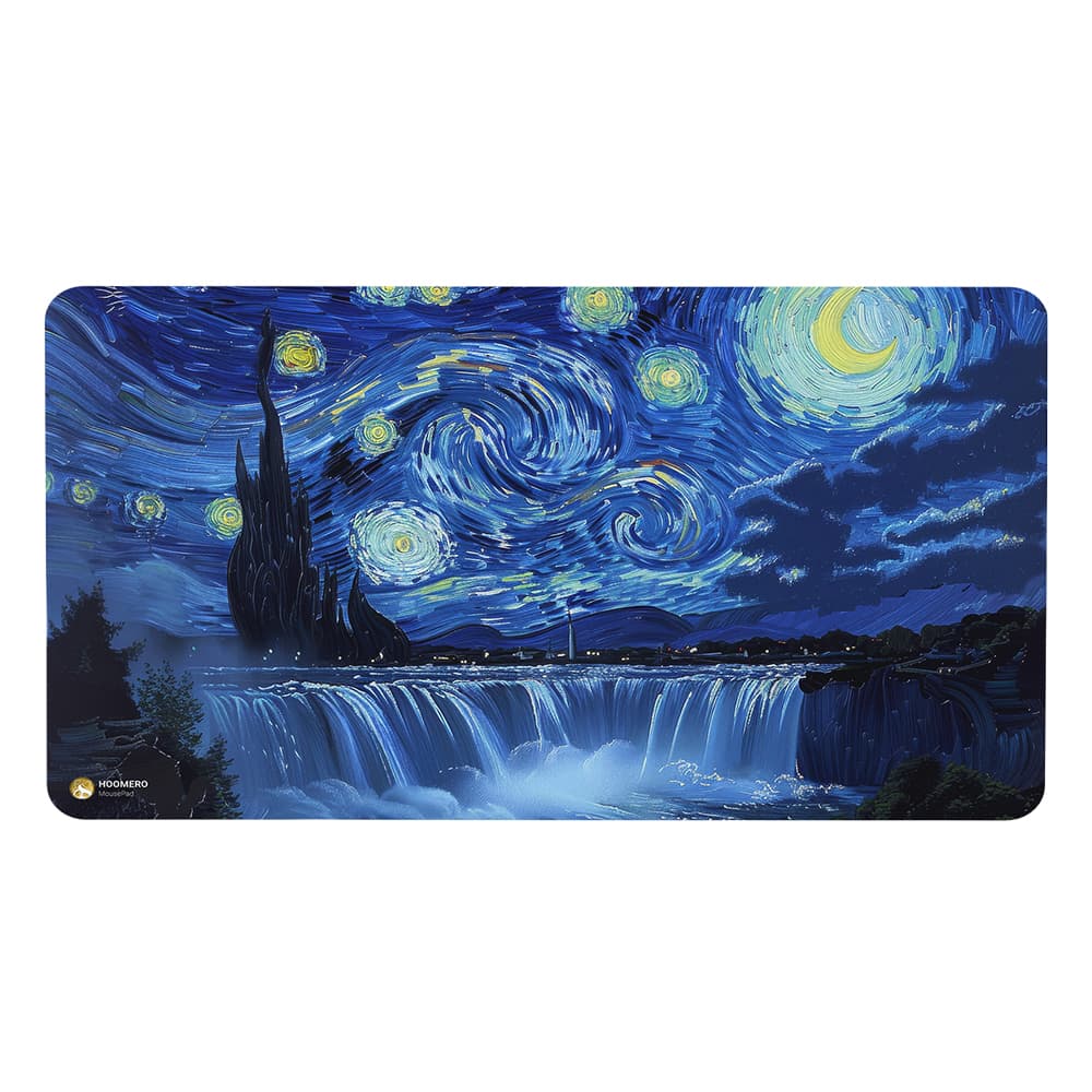 دسک پد هومرو مدل MX2689 طرح نقاشی شب پرستاره سبک ونگوگ سایز 40×75 سانتیمتر