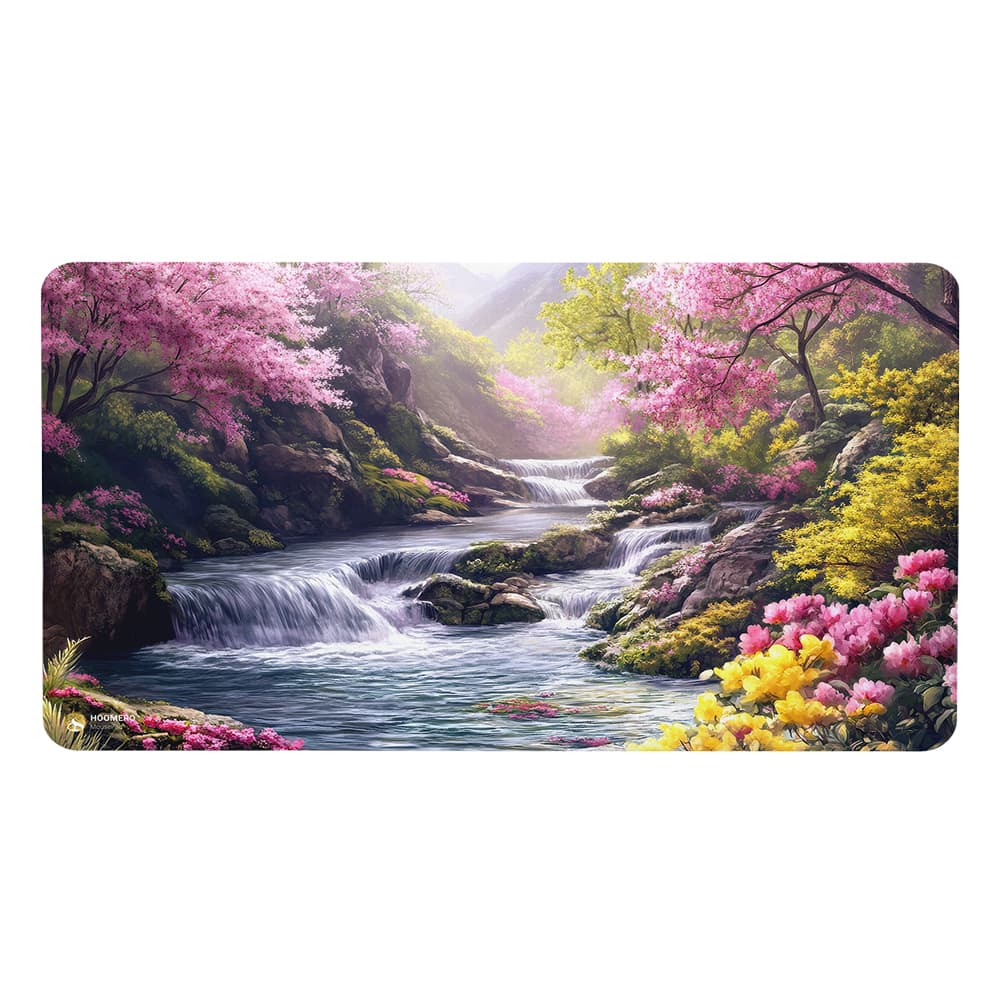 دسک پد هومرو مدل MX2706 طرح نقاشی طبیعت بهاری و رودخانه سایز 40×75 سانتی‌متر