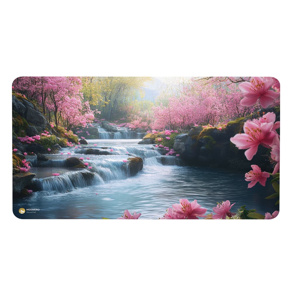 دسک پد هومرو مدل MX2707 طرح نقاشی طبیعت بهاری و رودخانه سایز 40×75 سانتی‌متر