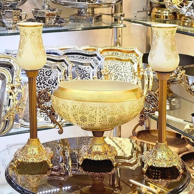 شمعدان | شمعدان طلاکوب خاتون کد 325