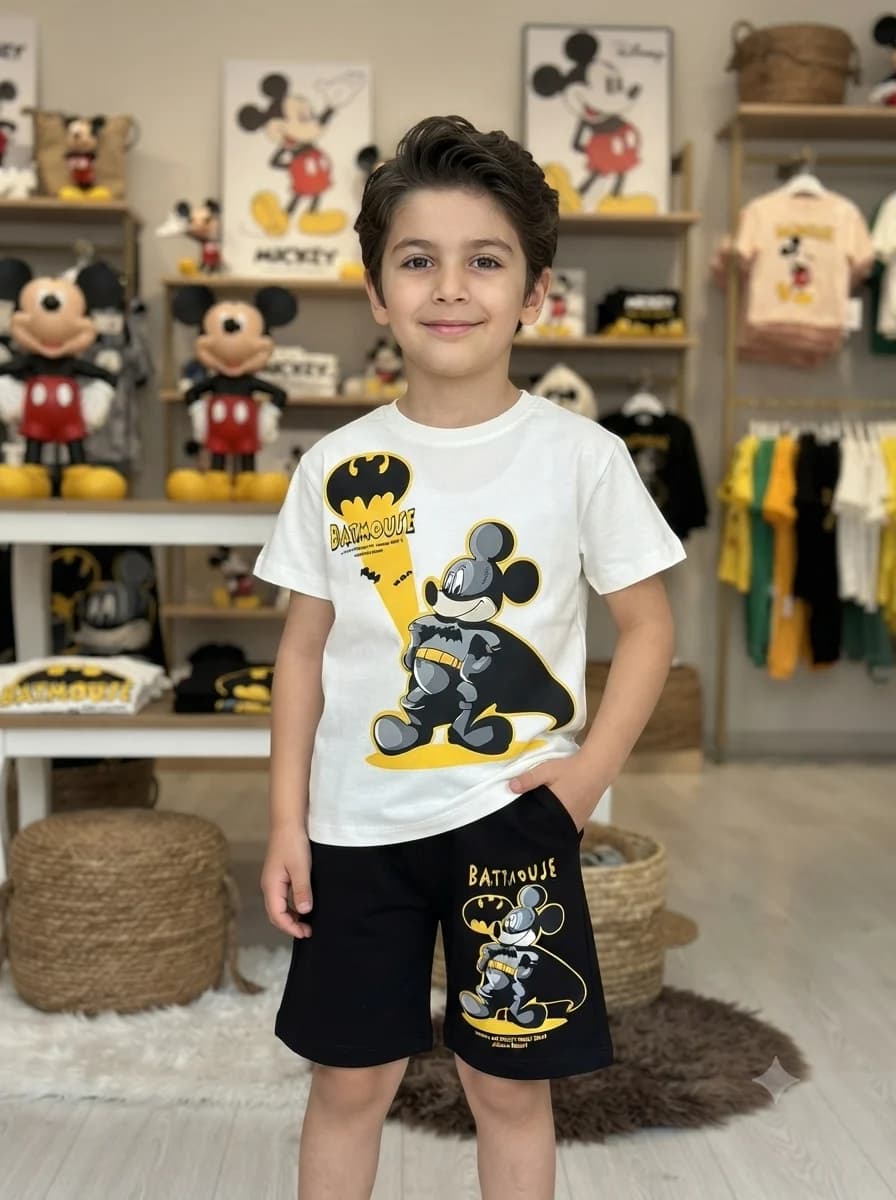 تیشرت شلوارک بچگانه میکی بتمن اورجینال نخ پنبه (۲تا۸سال) محصول ترکیه 🇹🇷 — تصویر ۵