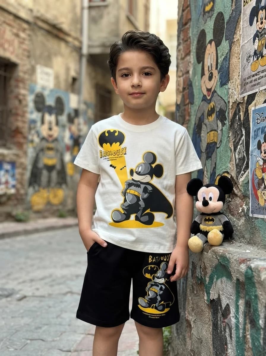 تیشرت شلوارک بچگانه میکی بتمن اورجینال نخ پنبه (۲تا۸سال) محصول ترکیه 🇹🇷 — تصویر ۷