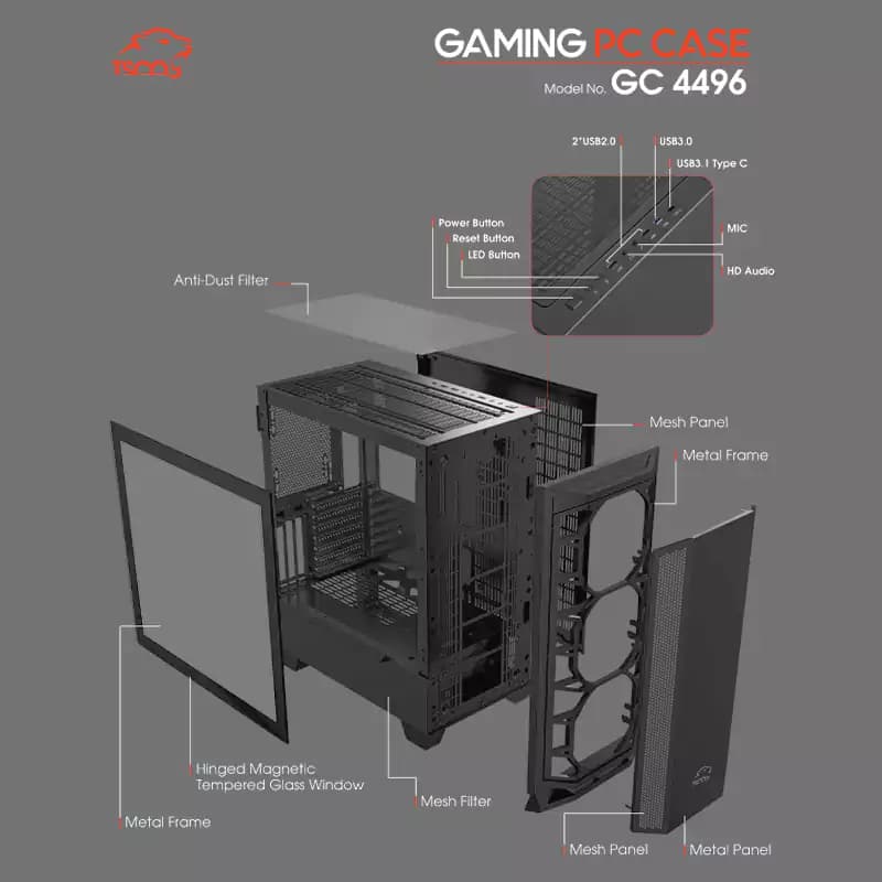 کیس کامپیوتر مخصوص بازی تسکو مدل GC 4496 — تصویر ۱۱