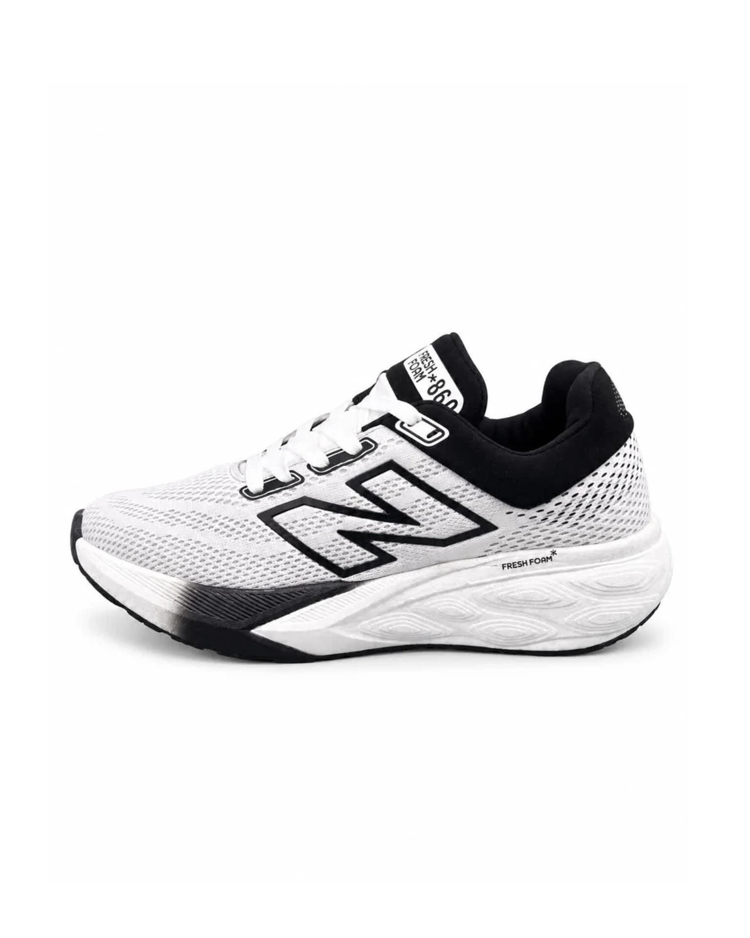 کفش کتانی رانینگ مردانه نیوبالانس زیره بست سفید مشکی New BALANCE — تصویر ۱۱