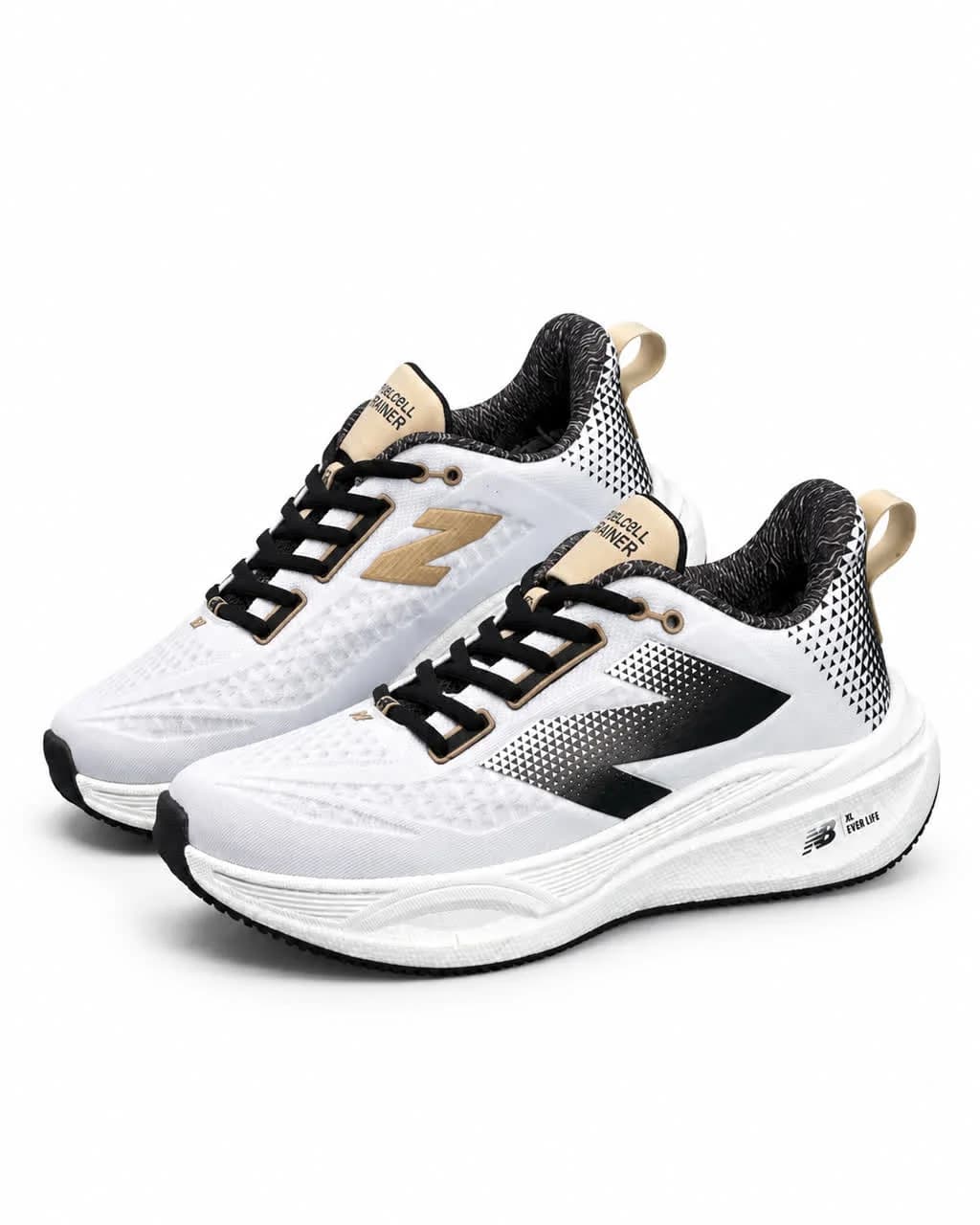 کفش کتانی رانینگ مردانه نیوبالانس زیره بست سفید مشکی New BALANCE — تصویر ۳