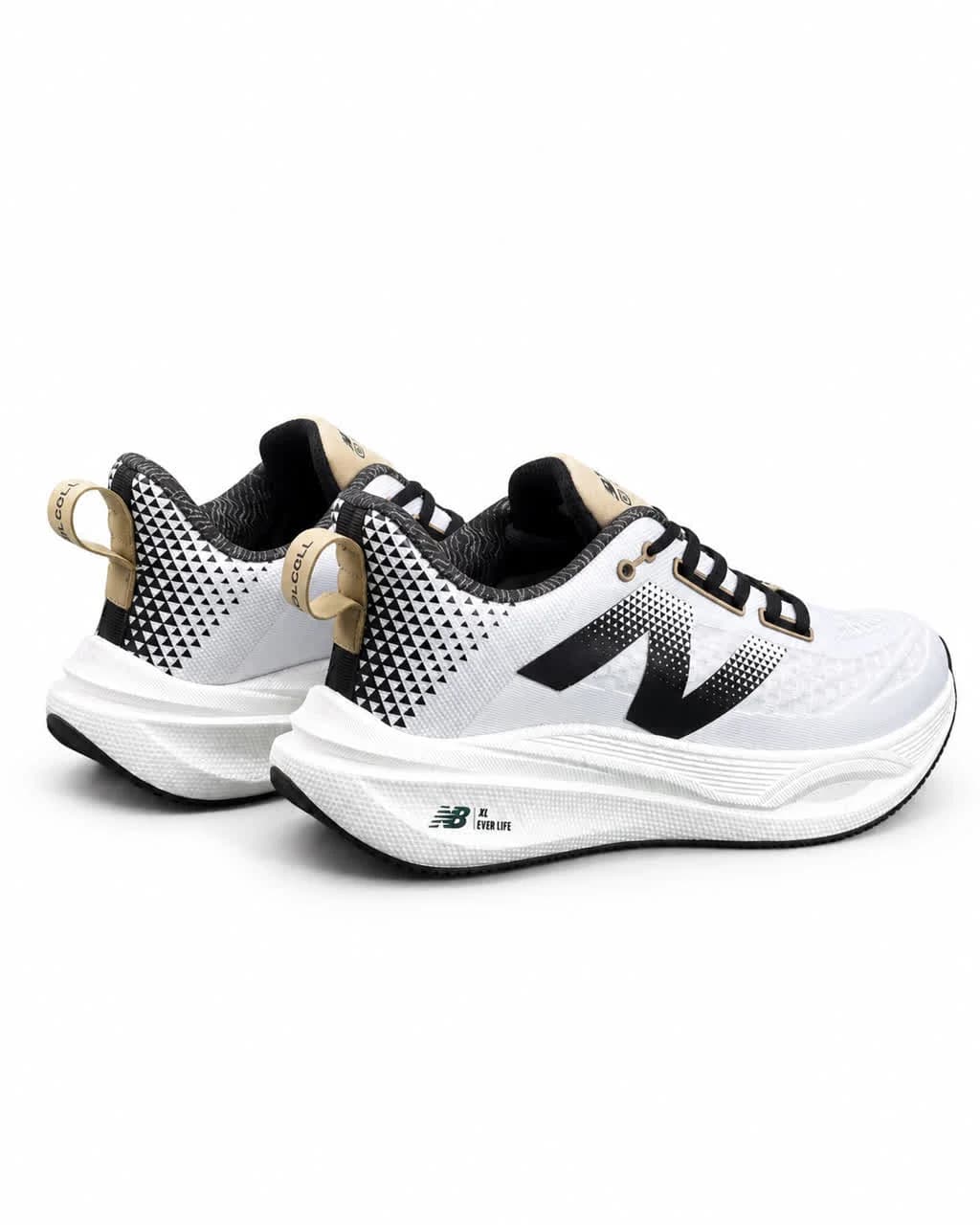 کفش کتانی رانینگ مردانه نیوبالانس زیره بست سفید مشکی New BALANCE — تصویر ۵