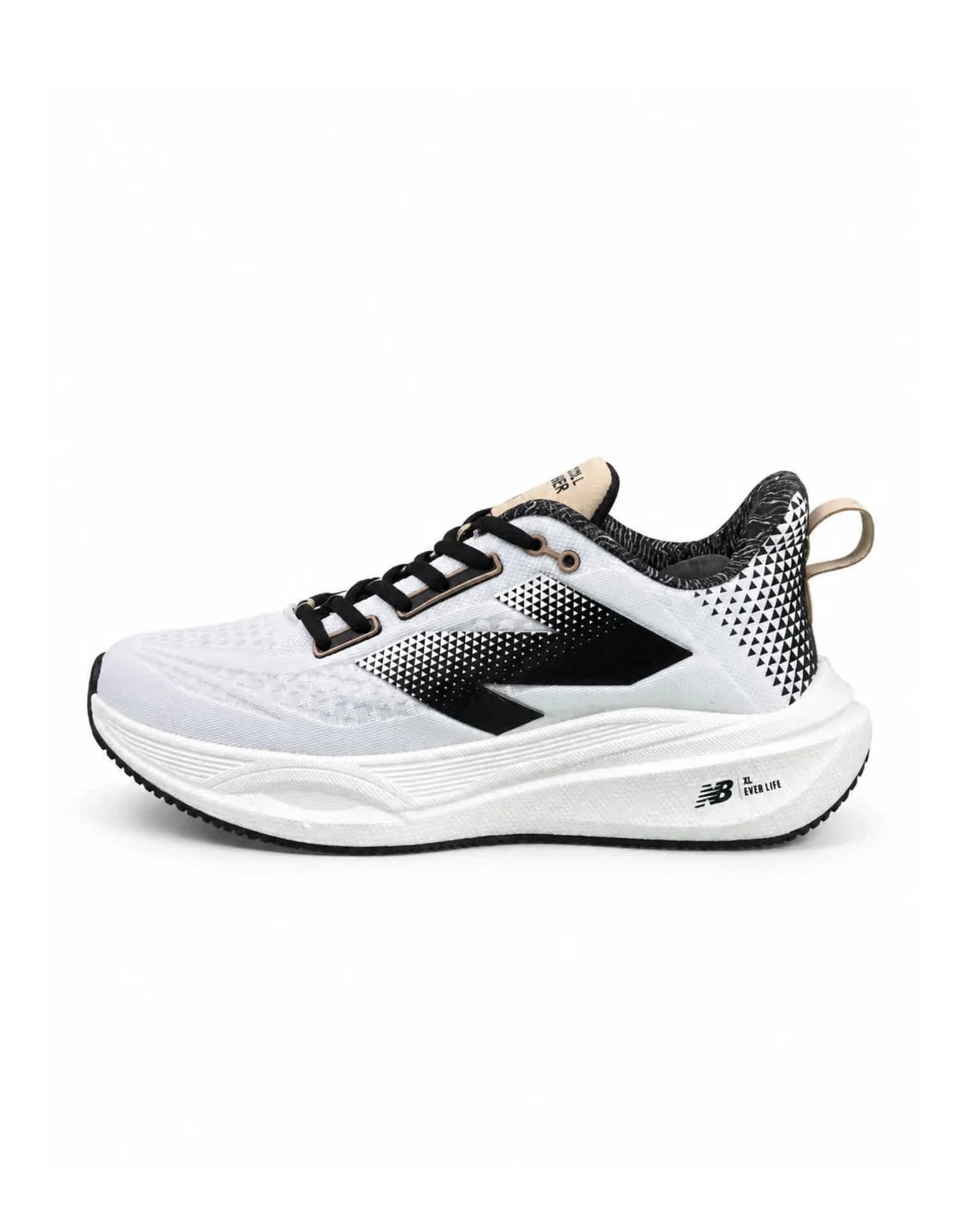 کفش کتانی رانینگ مردانه نیوبالانس زیره بست سفید مشکی New BALANCE