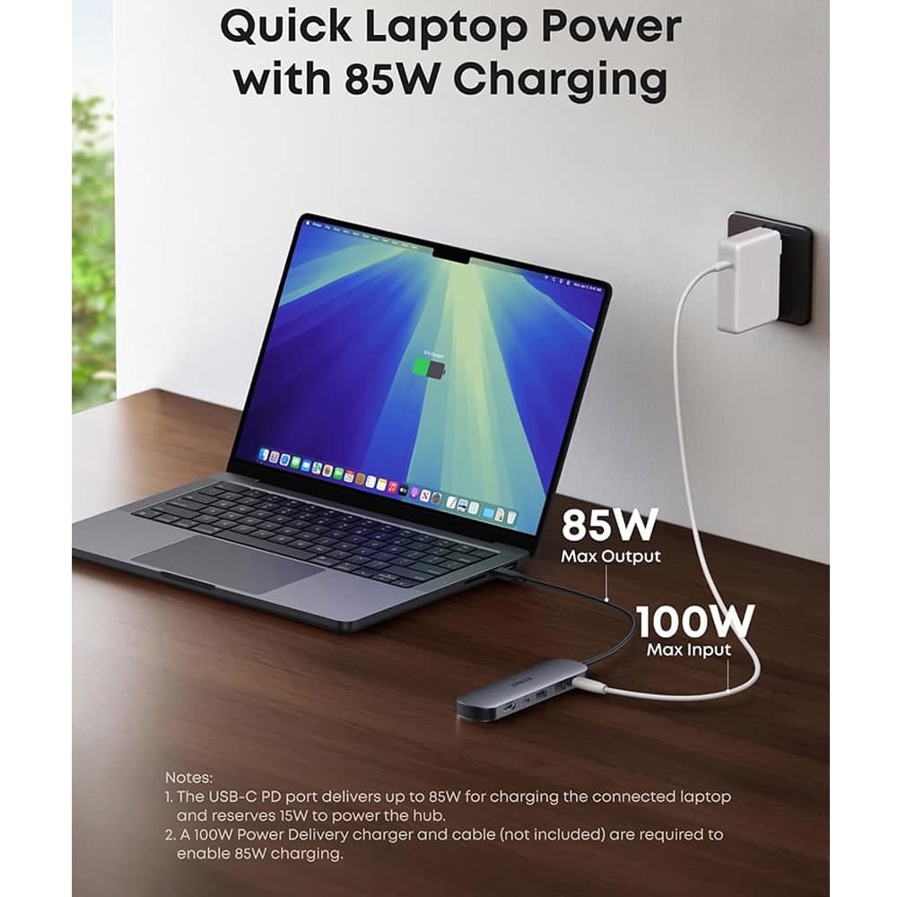 هاب ۷ پورت انکر مدل Anker USB C Hub 7-in-1 Multi-Port A83D2 رنگ نقره ای — تصویر ۳