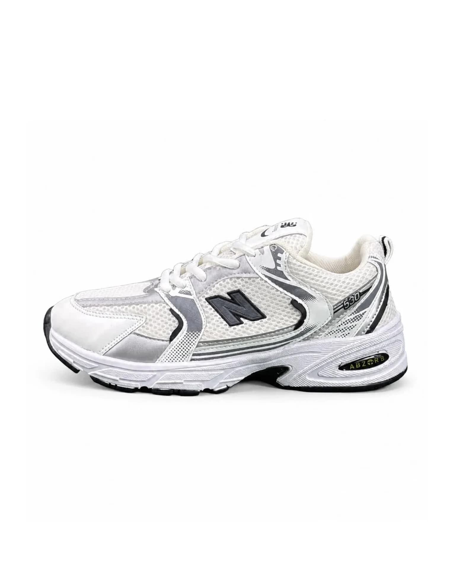 کفش کتونی مردانه مدل نیوبالانس530 سفید نقره ای New BALANCE530