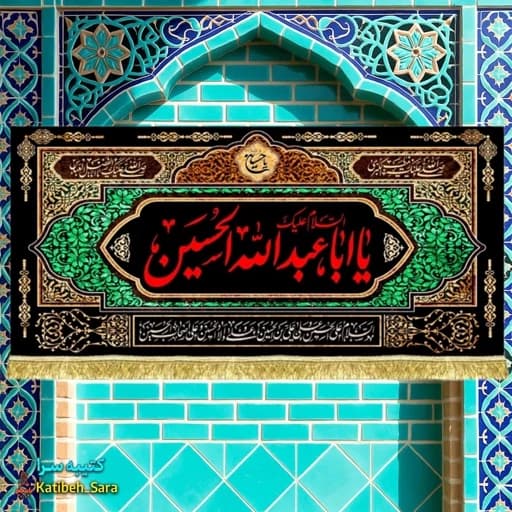 کتیبه مخمل محرم و صفر شهادت یا اباعبدالله الحسین(ع)