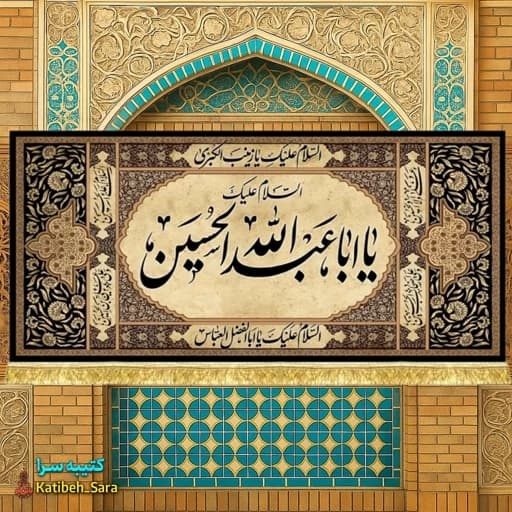 کتیبه مخمل محرم و صفر شهادت السلام علیک یا اباعبدالله الحسین(ع) — تصویر ۲