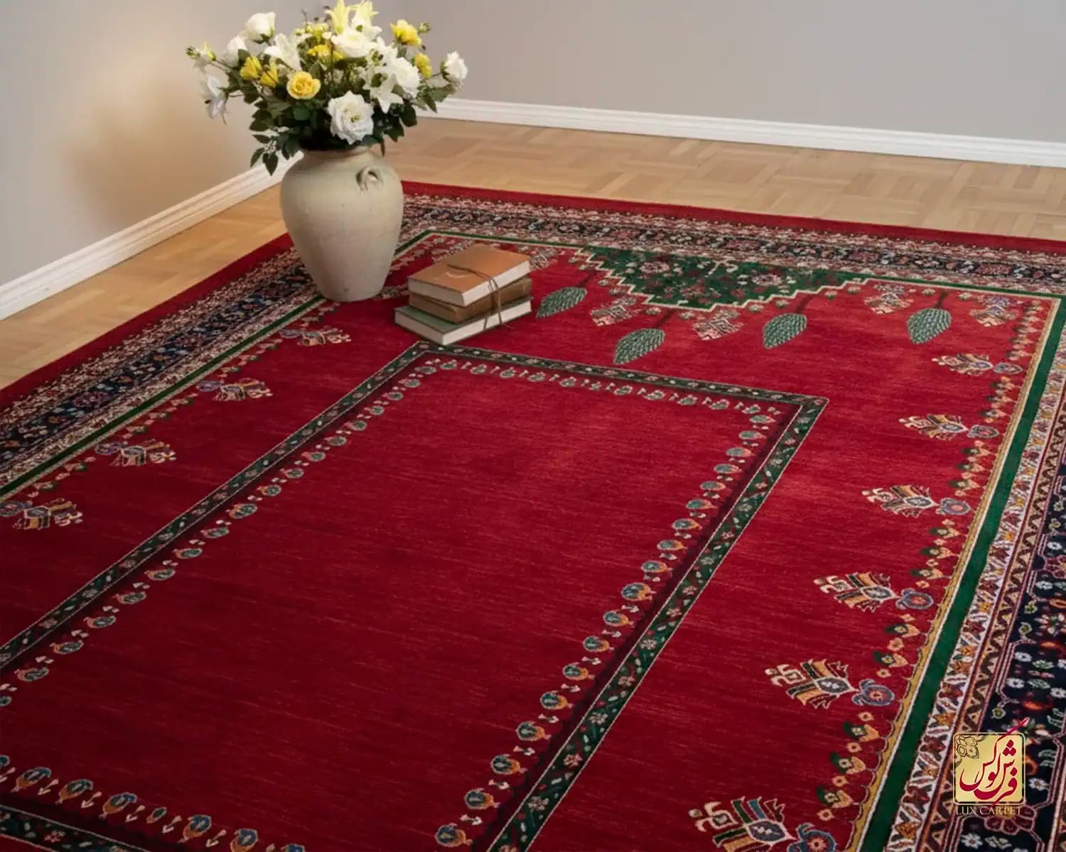 فرش وینتیج 7027 لاکی سبز