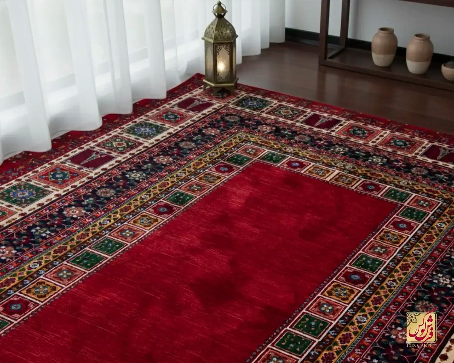 فرش کلاسیک 7044 قرمز کرم