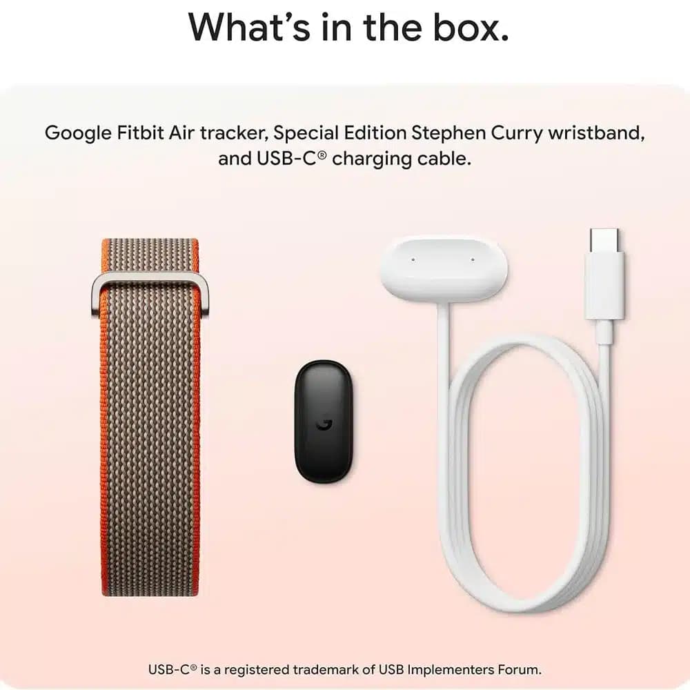 دستبند هوشمند ورزشی فیت بیت گوگل مدل Google Fitbit Air Stephen Curry Special Edition رنگ قهوه ای/نارنجی — تصویر ۵
