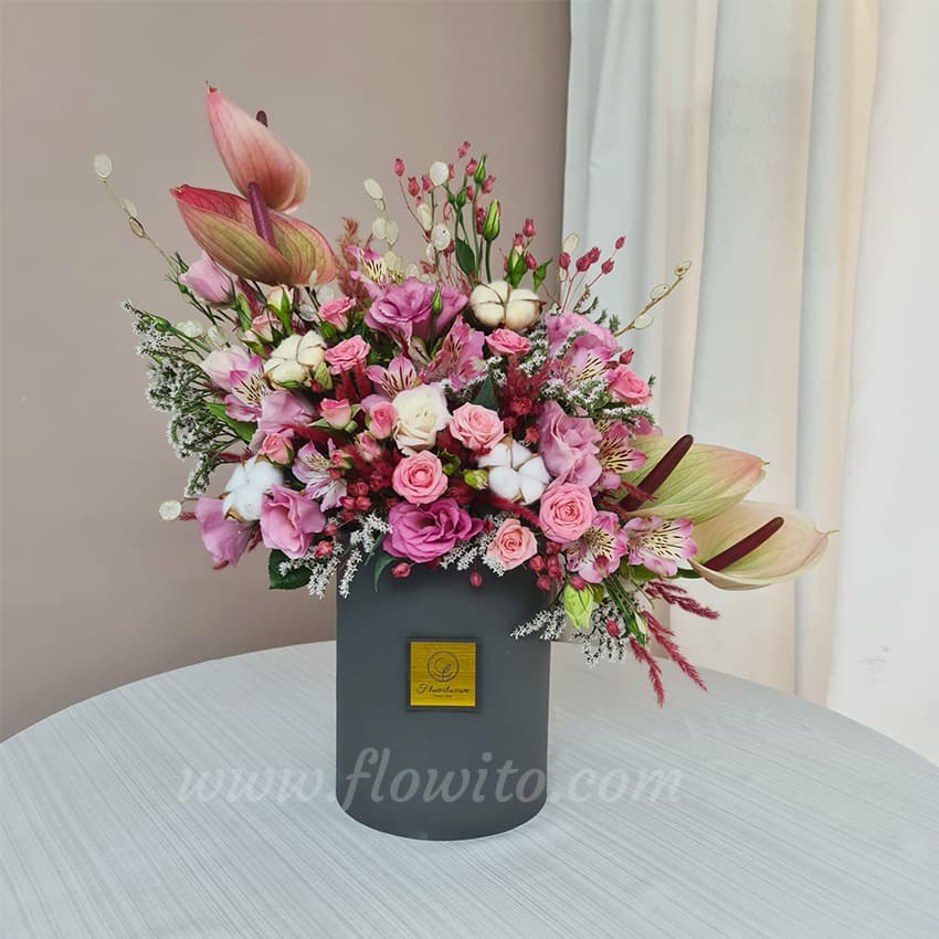 باکس گل آنتوریوم و رز مینیاتوری کد 63