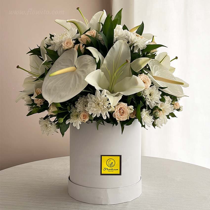 باکس گل تم سفید کد 26
