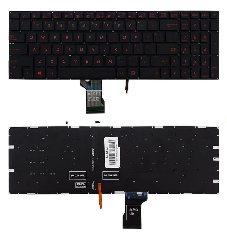 کیبورد لپ تاپ ایسوس ROG GL502 با بک لایت با فونت قرمز ASUS