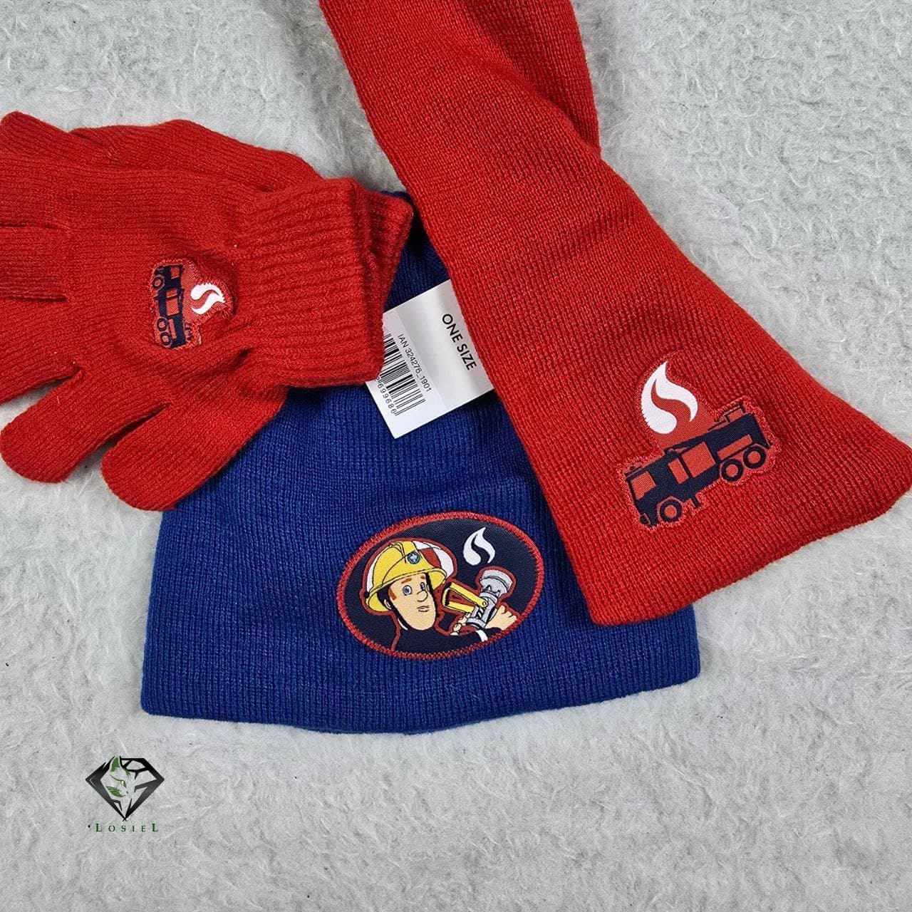 ست کلاه و دستکش و شال گردن بافت بچگانه برند fireman کد K414