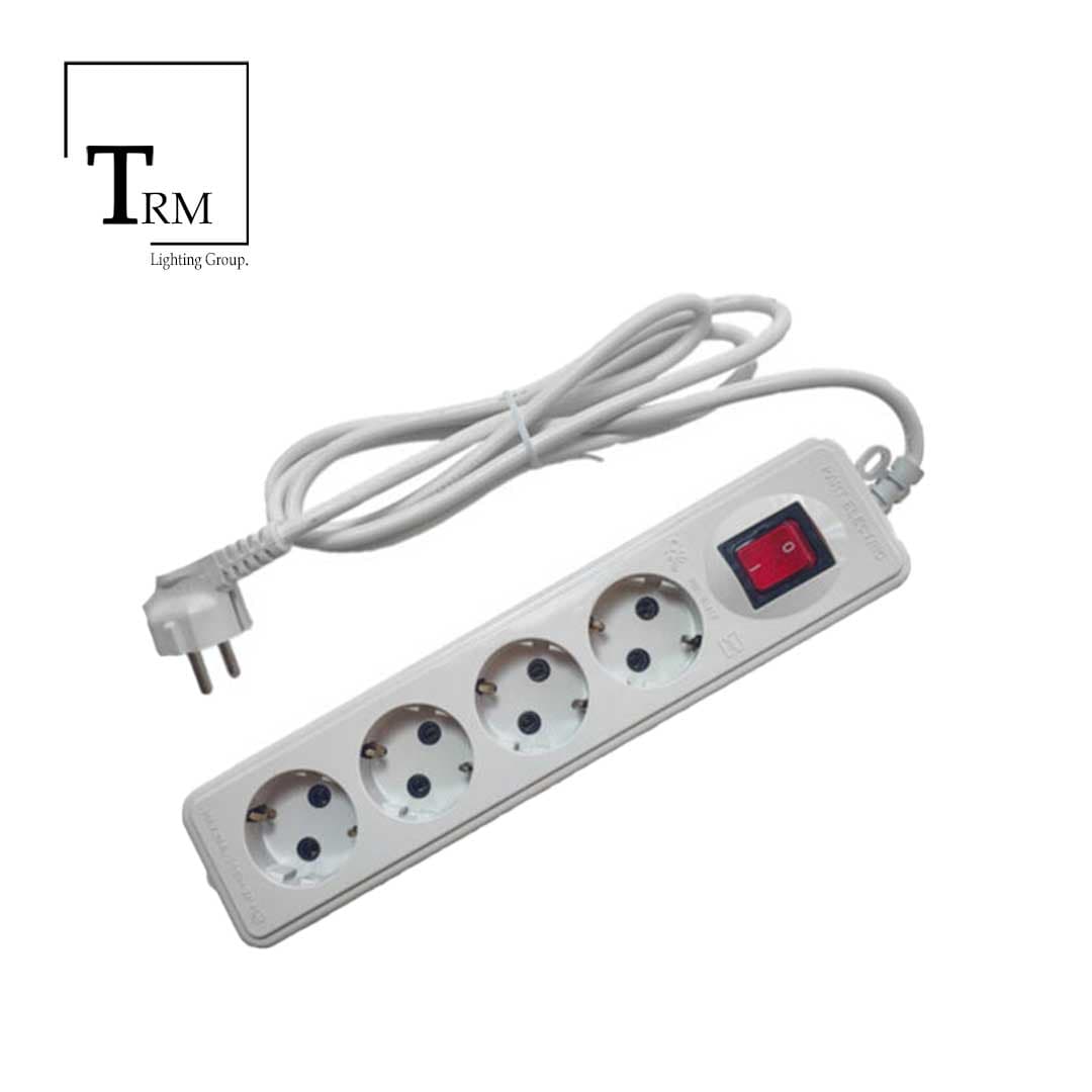 رابط 4 خانه پارت الکتریک ارت‌دار باکلید کابل 3 متری مدل نیک